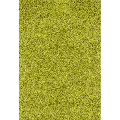 LILLY Shaggy Solid Color Plush Pile Green Area Rug Flat