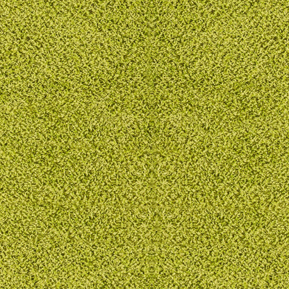 LILLY Shaggy Solid Color Plush Pile Green Area Rug Swatch