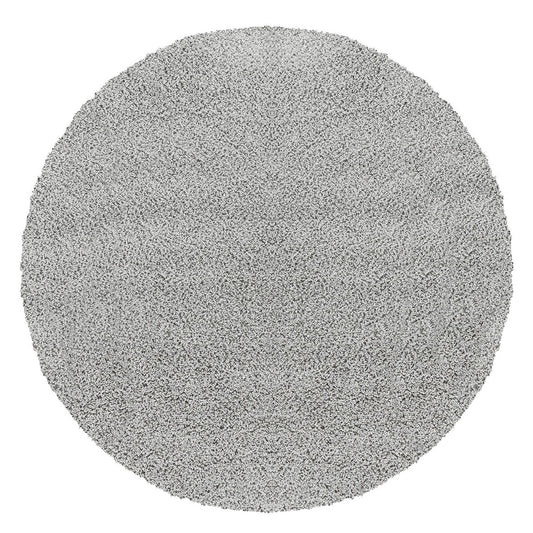 LILLY Shaggy Solid Color Plush Pile Grey Area Rug Flat