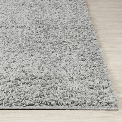 LILLY Shaggy Solid Color Plush Pile Grey Area Rug Front
