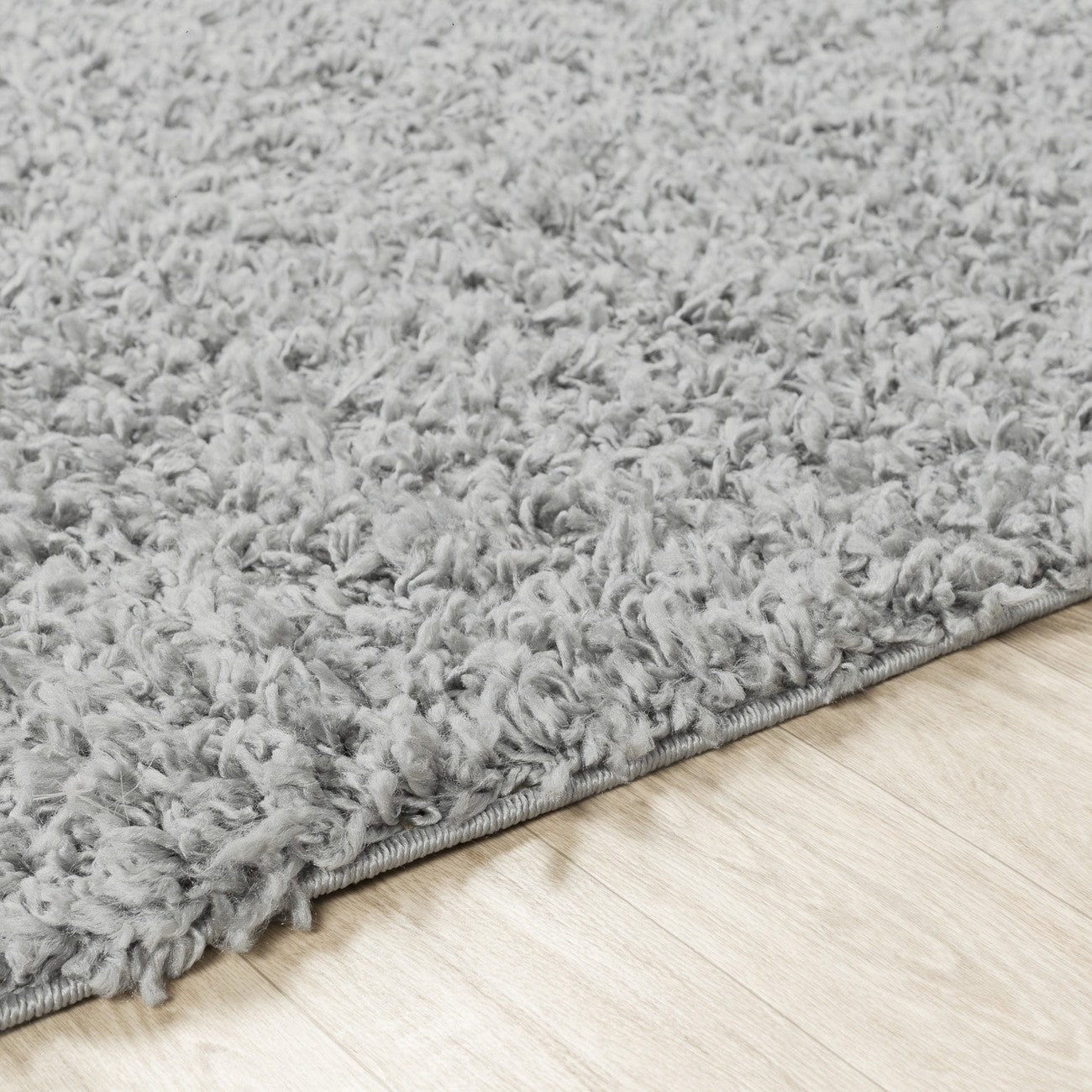 LILLY Shaggy Solid Color Plush Pile Grey Area Rug Texture