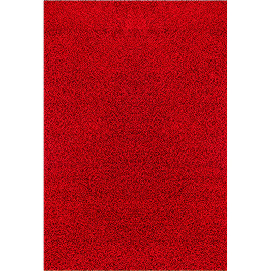 LILLY Shaggy Solid Color Plush Pile Red Area Rug Flat