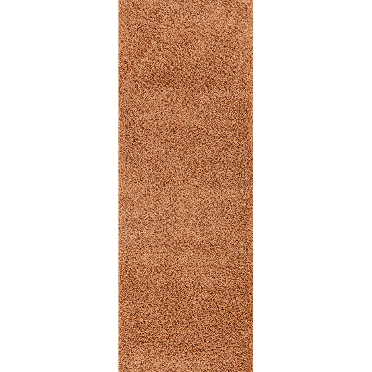 LILLY Shaggy Solid Color Plush Pile Terracotta Area Rug Flat