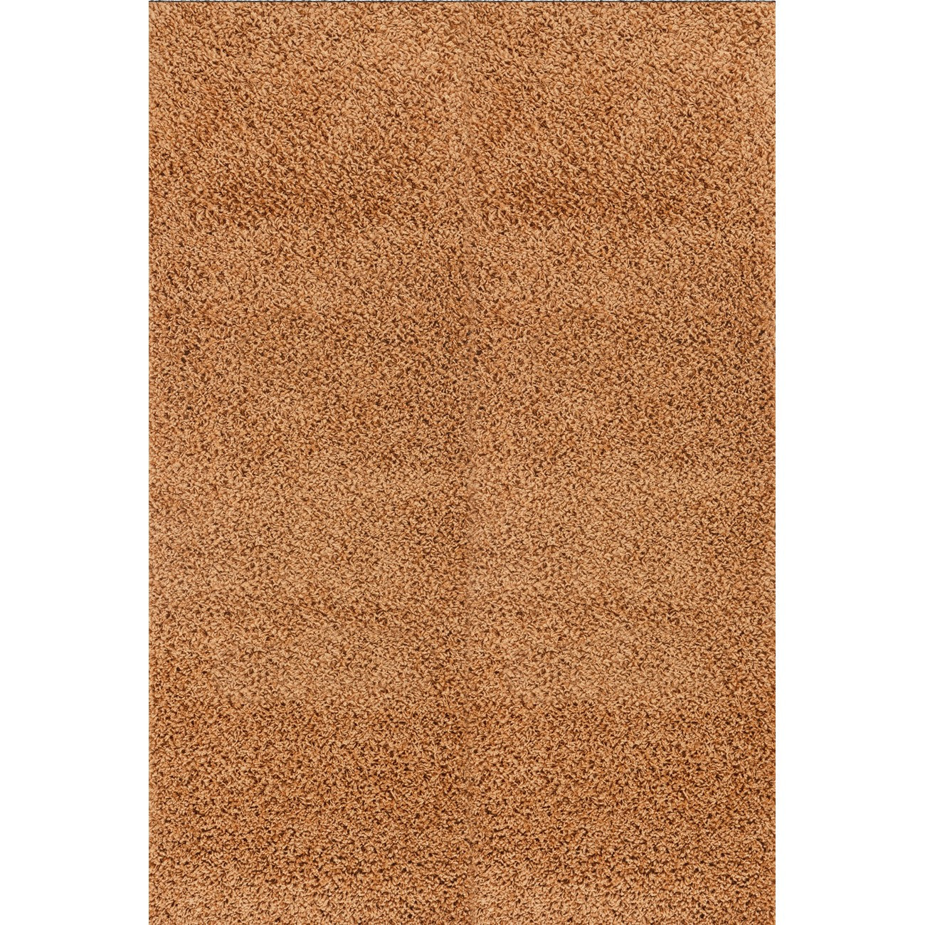 LILLY Shaggy Solid Color Plush Pile Terracotta Area Rug Flat
