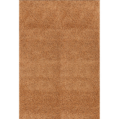LILLY Shaggy Solid Color Plush Pile Terracotta Area Rug Flat