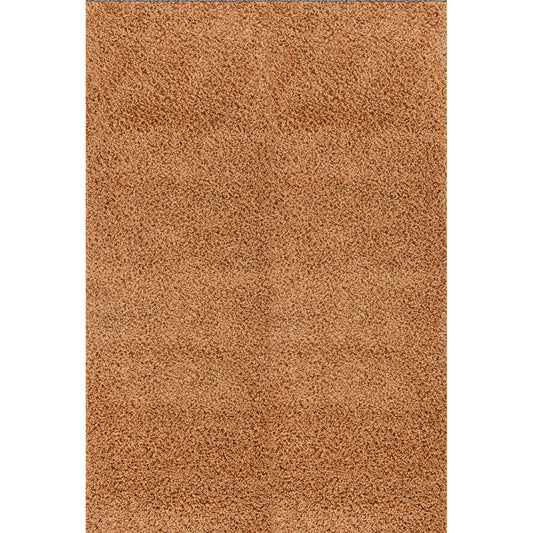 LILLY Shaggy Solid Color Plush Pile Terracotta Area Rug Flat