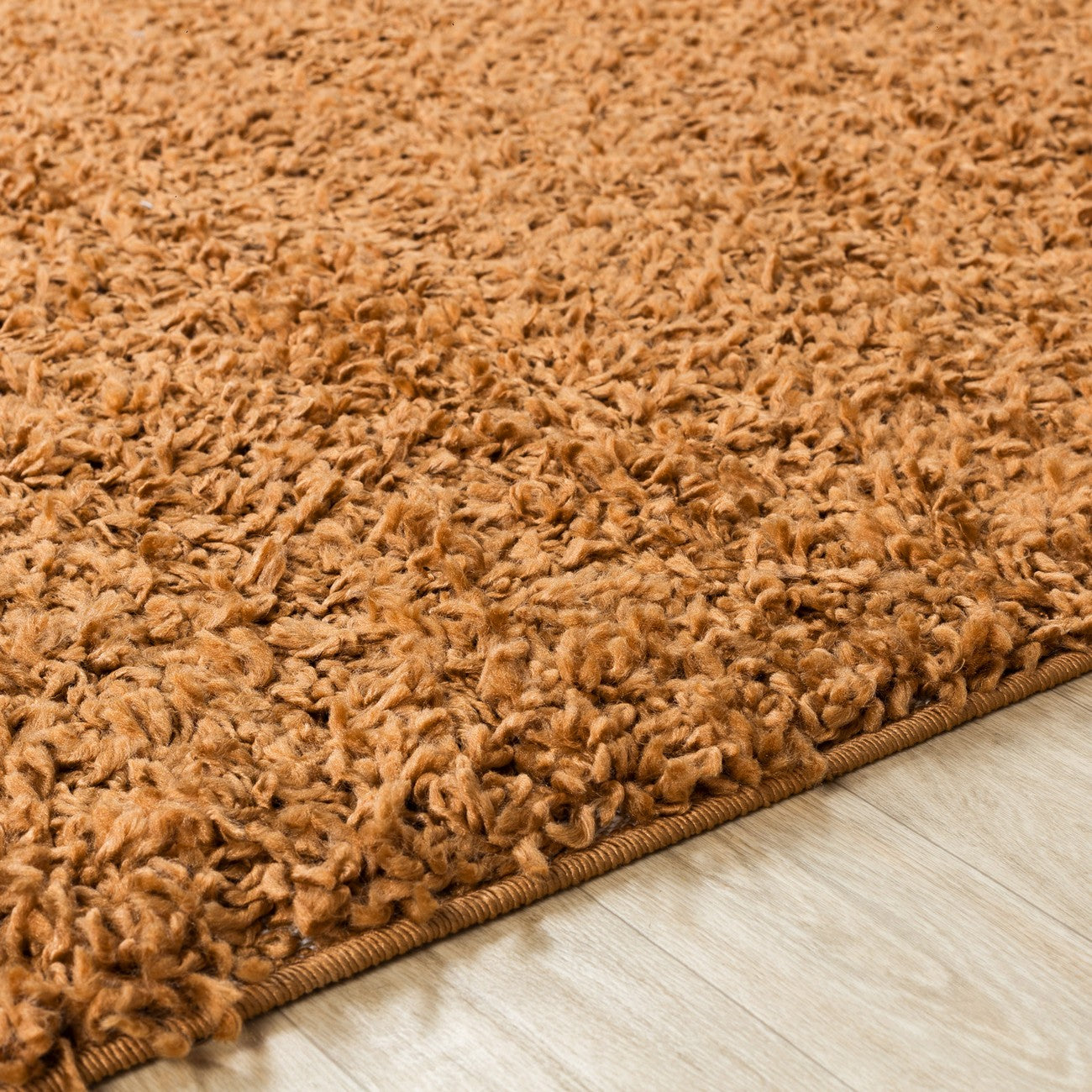 LILLY Shaggy Solid Color Plush Pile Terracotta Area Rug Texture