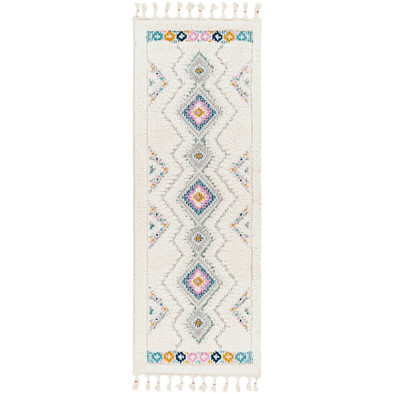 LILO Shaggy Modern Boho Plush Pile Ivory Area Rug Flat