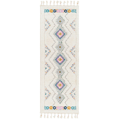 LILO Shaggy Modern Boho Plush Pile Ivory Area Rug Flat