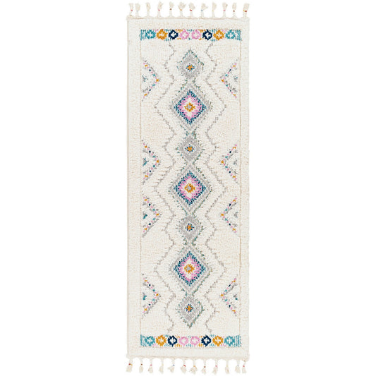 LILO Shaggy Modern Boho Plush Pile Ivory Area Rug Flat