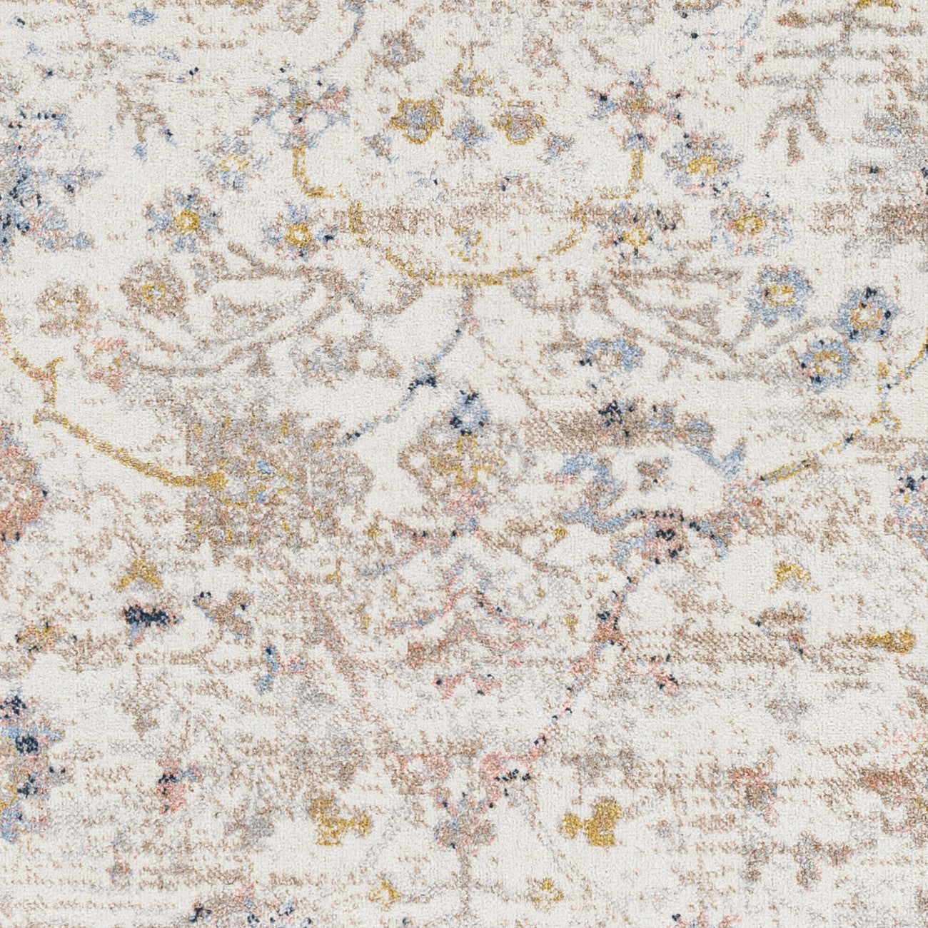 LIVIA HORNE Machine Washable Traditional Boho Ivory Area Rug Swatch