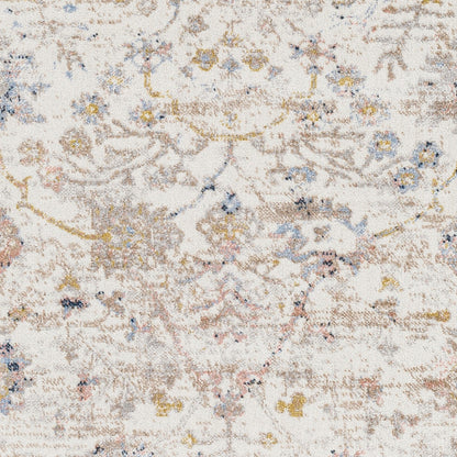 LIVIA HORNE Machine Washable Traditional Boho Ivory Area Rug Swatch