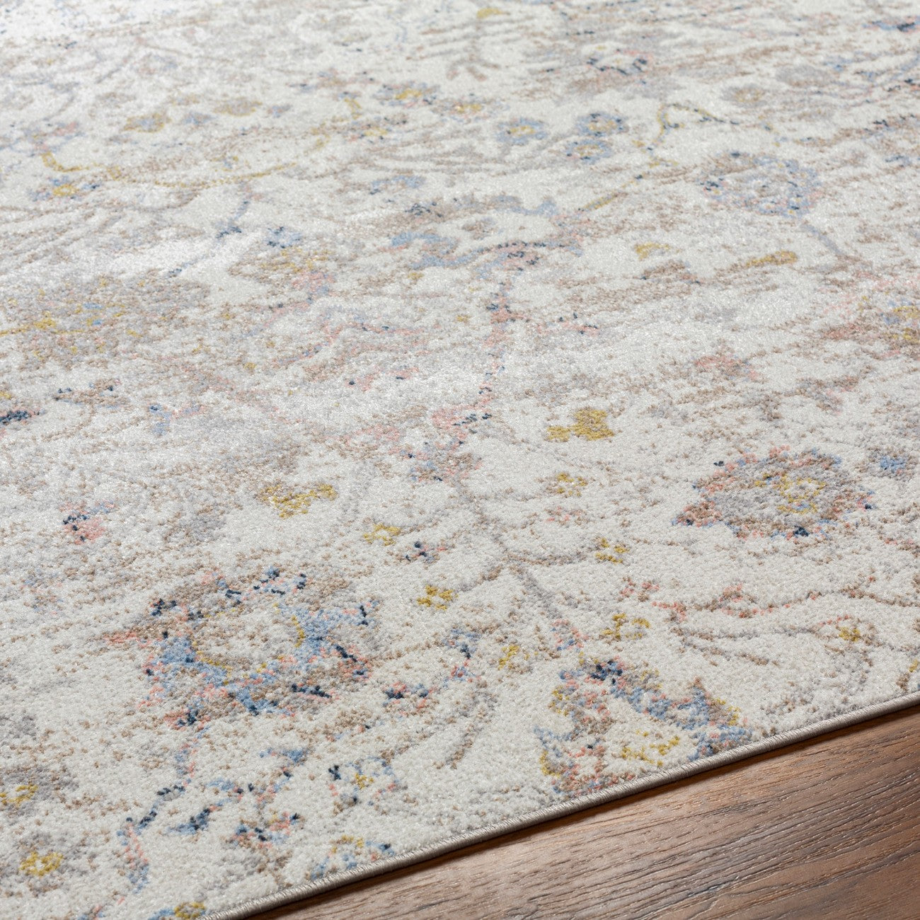 LIVIA HORNE Machine Washable Traditional Boho Ivory Area Rug Texture
