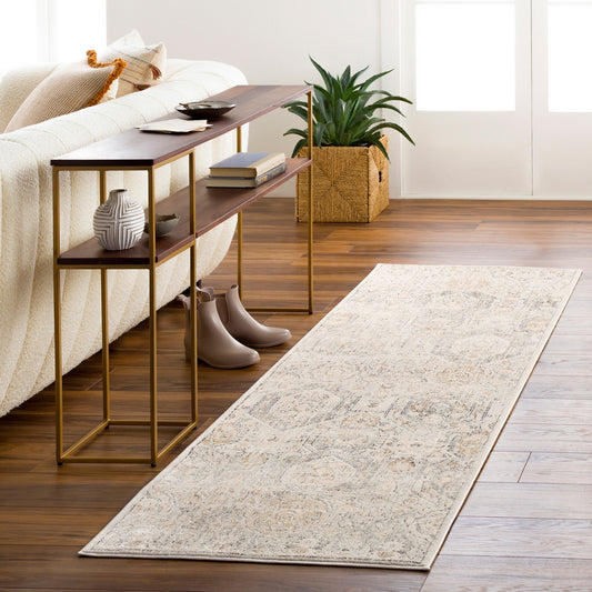 LOTUS Vintage Traditional Oriental Boho Tan/Ivory Area Rug Roomscene