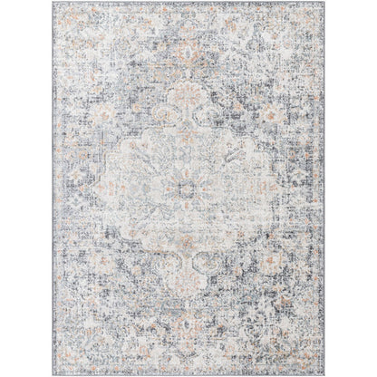 LOU Vintage Oriental Boho Blue Area Rug Flat