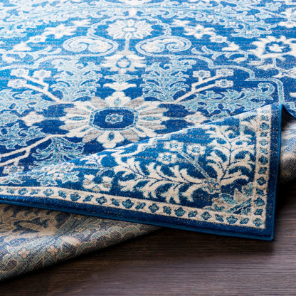 LOU Vintage Oriental Boho Dark Blue Area Rug Fold