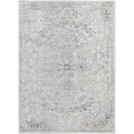 LOU Vintage Oriental Boho Medium Grey Area Rug Flat