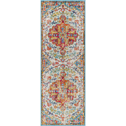 LOU Vintage Traditional Oriental Boho Saffron/Teal Area Rug
