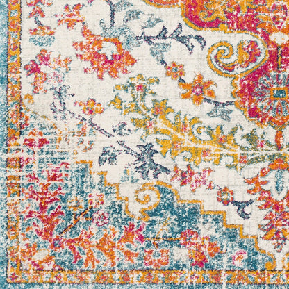 LOU Vintage Traditional Oriental Boho Saffron/Teal Area Rug