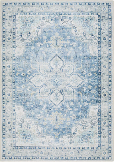 Sample Lotan Blue Medallion Washable Area Rug