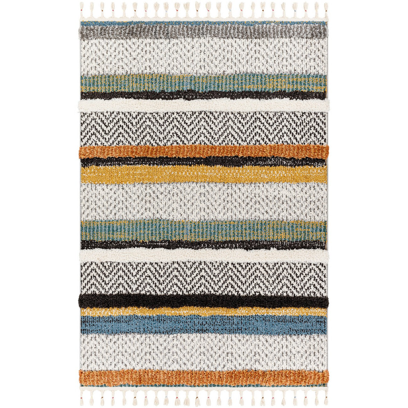LUCIANA Shaggy Modern Boho Plush Pile Cream Area Rug