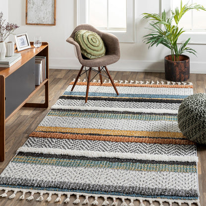 LUCIANA Shaggy Modern Boho Plush Pile Cream Area Rug