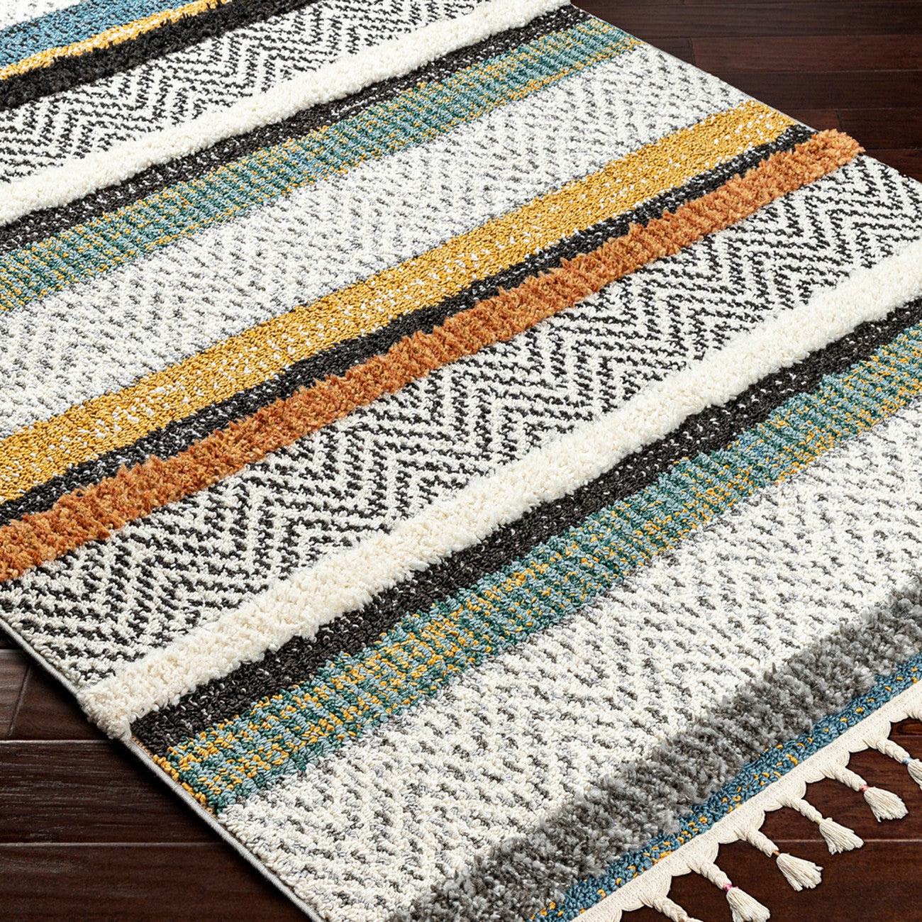 LUCIANA Shaggy Modern Boho Plush Pile Cream Area Rug