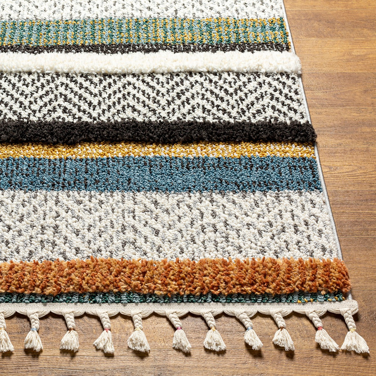 LUCIANA Shaggy Modern Boho Plush Pile Cream Area Rug