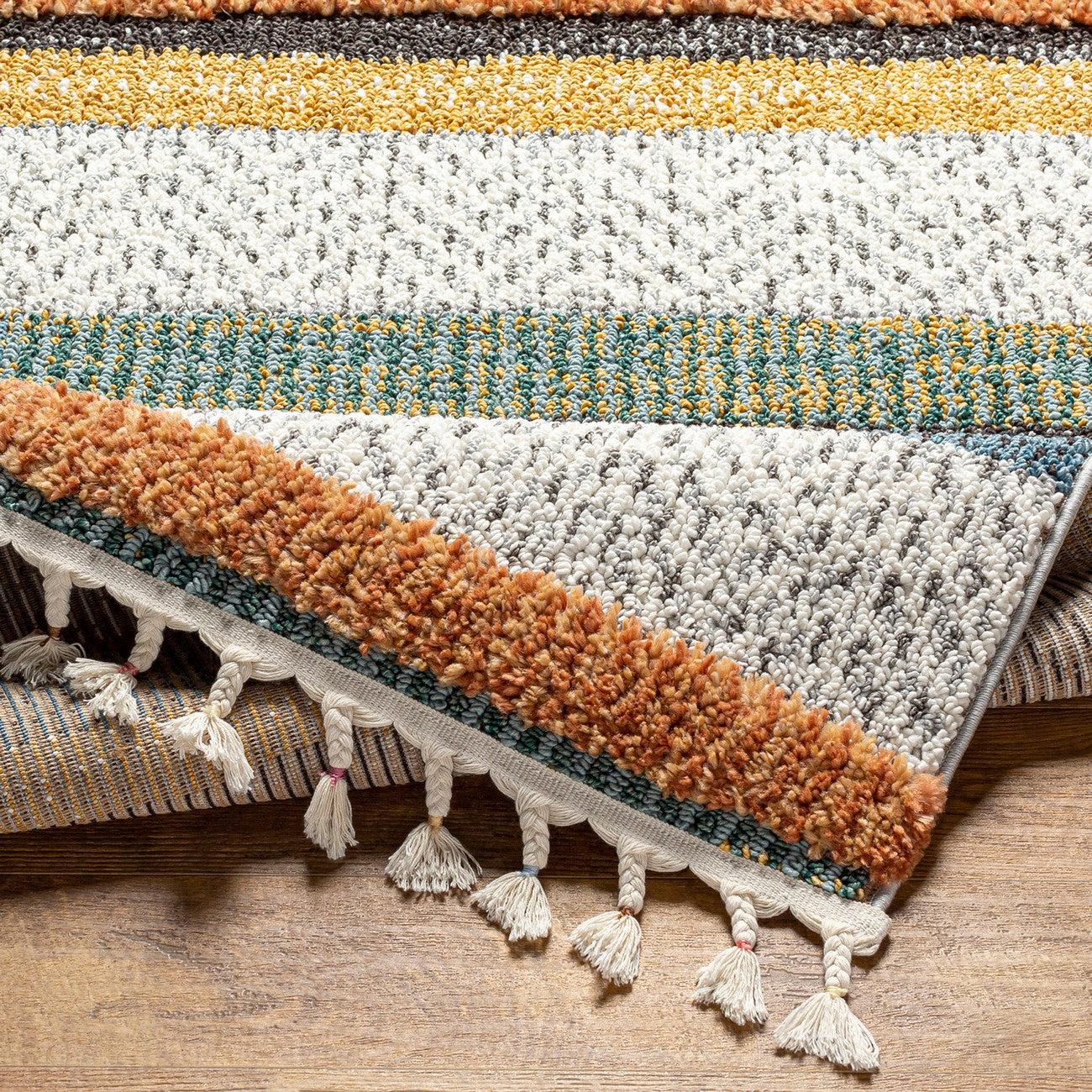 LUCIANA Shaggy Modern Boho Plush Pile Cream Area Rug