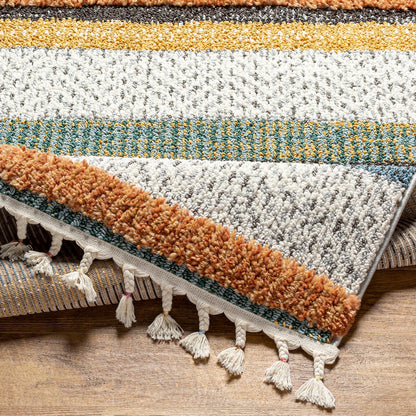 LUCIANA Shaggy Modern Boho Plush Pile Cream Area Rug