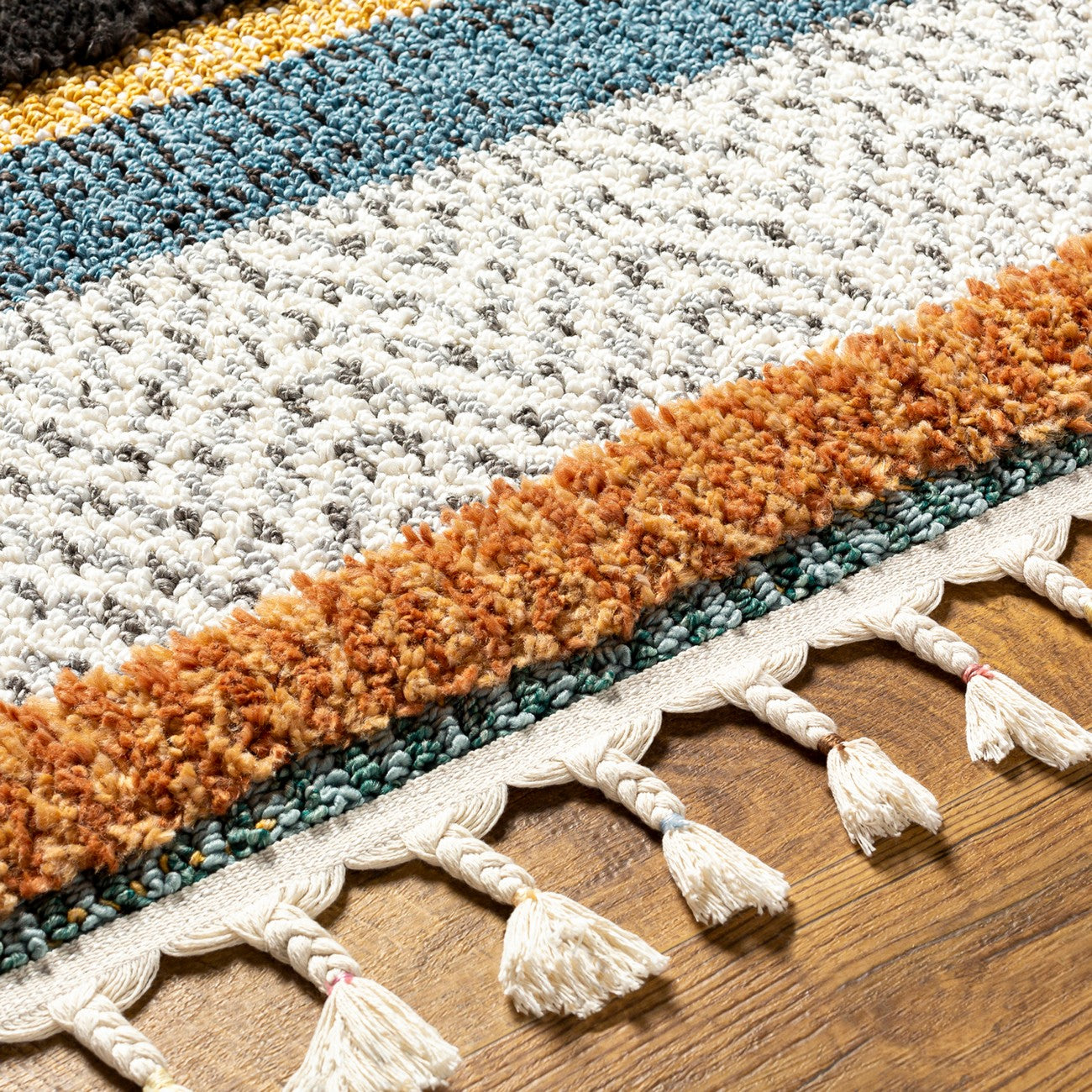 LUCIANA Shaggy Modern Boho Plush Pile Cream Area Rug