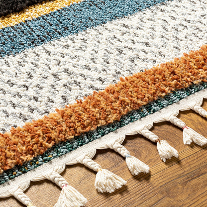 LUCIANA Shaggy Modern Boho Plush Pile Cream Area Rug