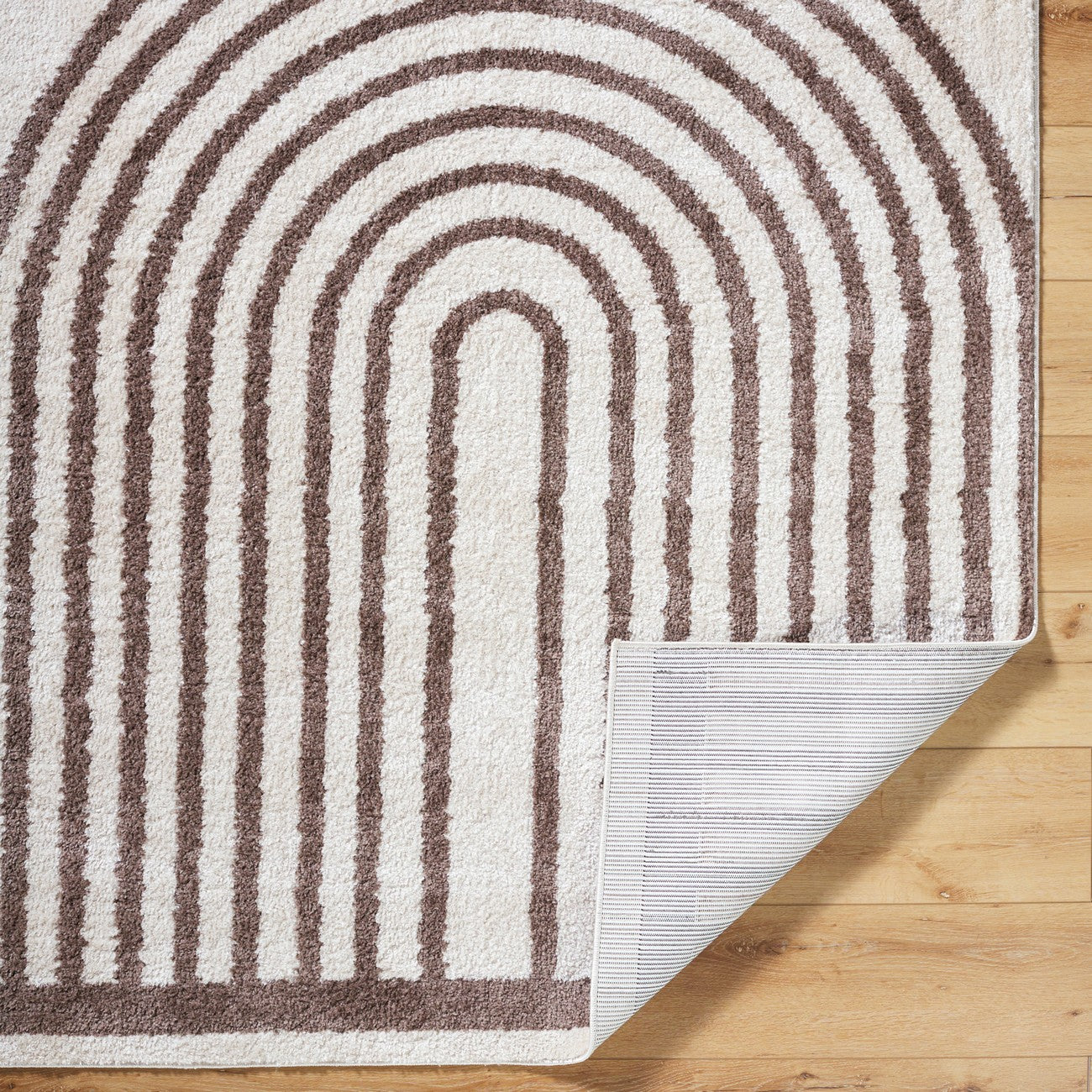 LUCILE Machine Washable Modern Shaggy Dark Brown Area Rug Fold