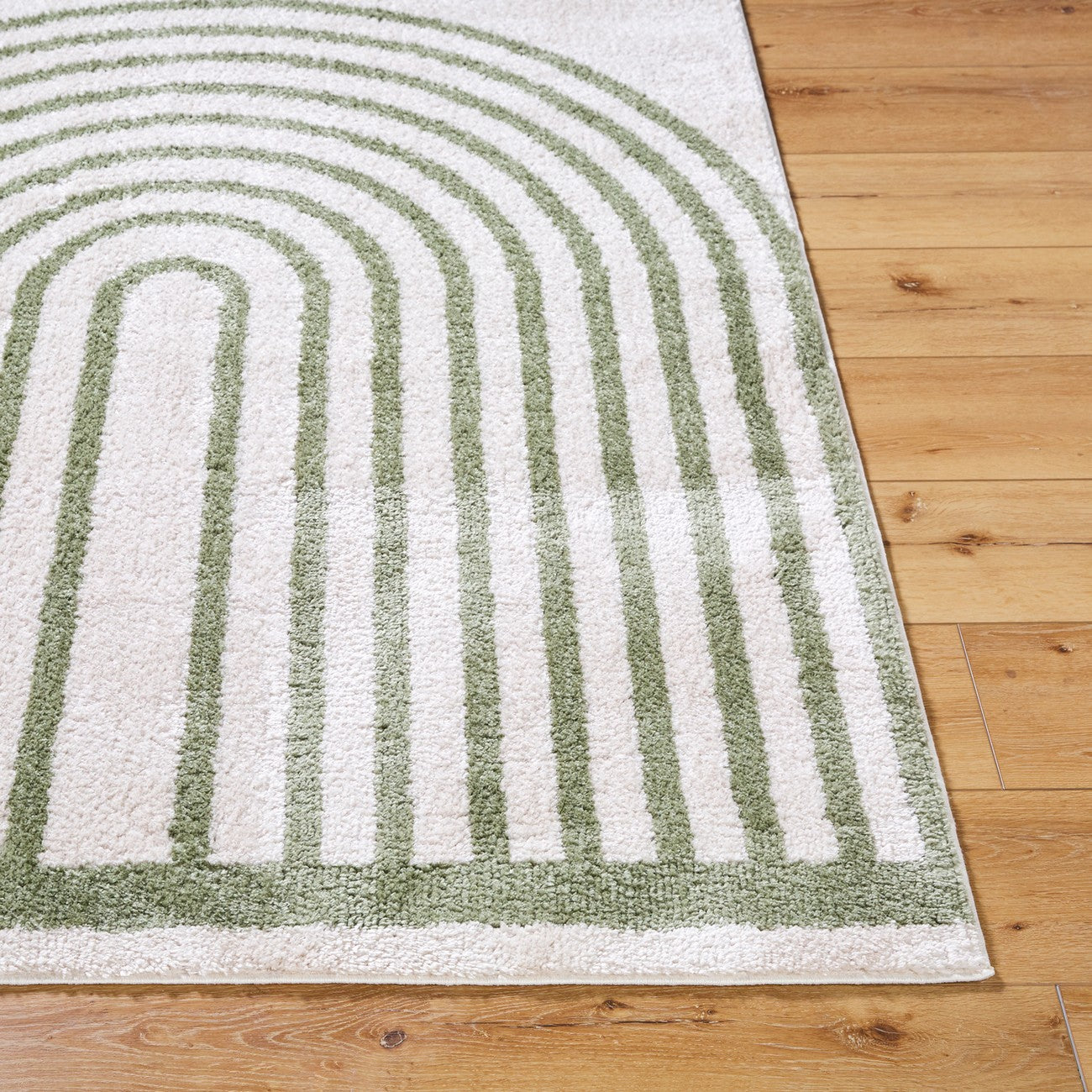 LUCILE Machine Washable Modern Shaggy Grass Green Area Rug Front