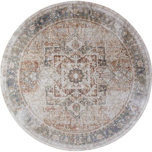ALORA Machine Washable Traditional Boho Burnt Orange Area Rug Flat