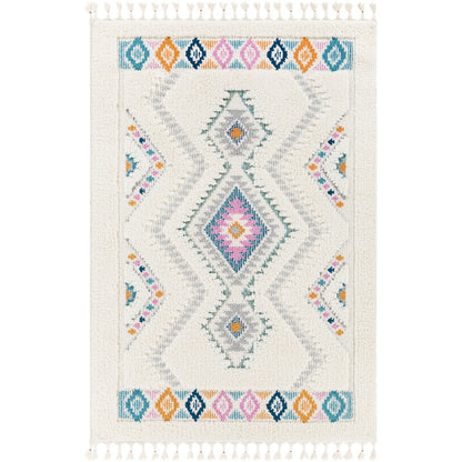 LILO Shaggy Modern Boho Plush Pile Ivory Area Rug Flat