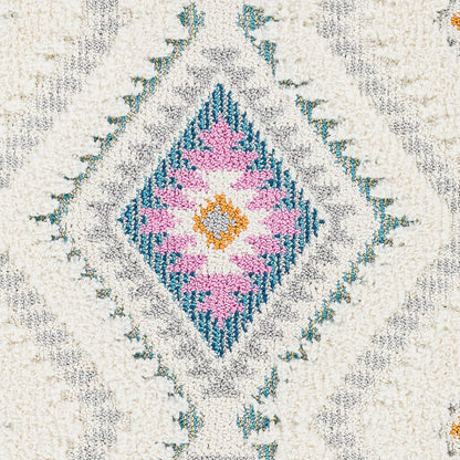 LILO Shaggy Modern Boho Plush Pile Ivory Area Rug Swatch