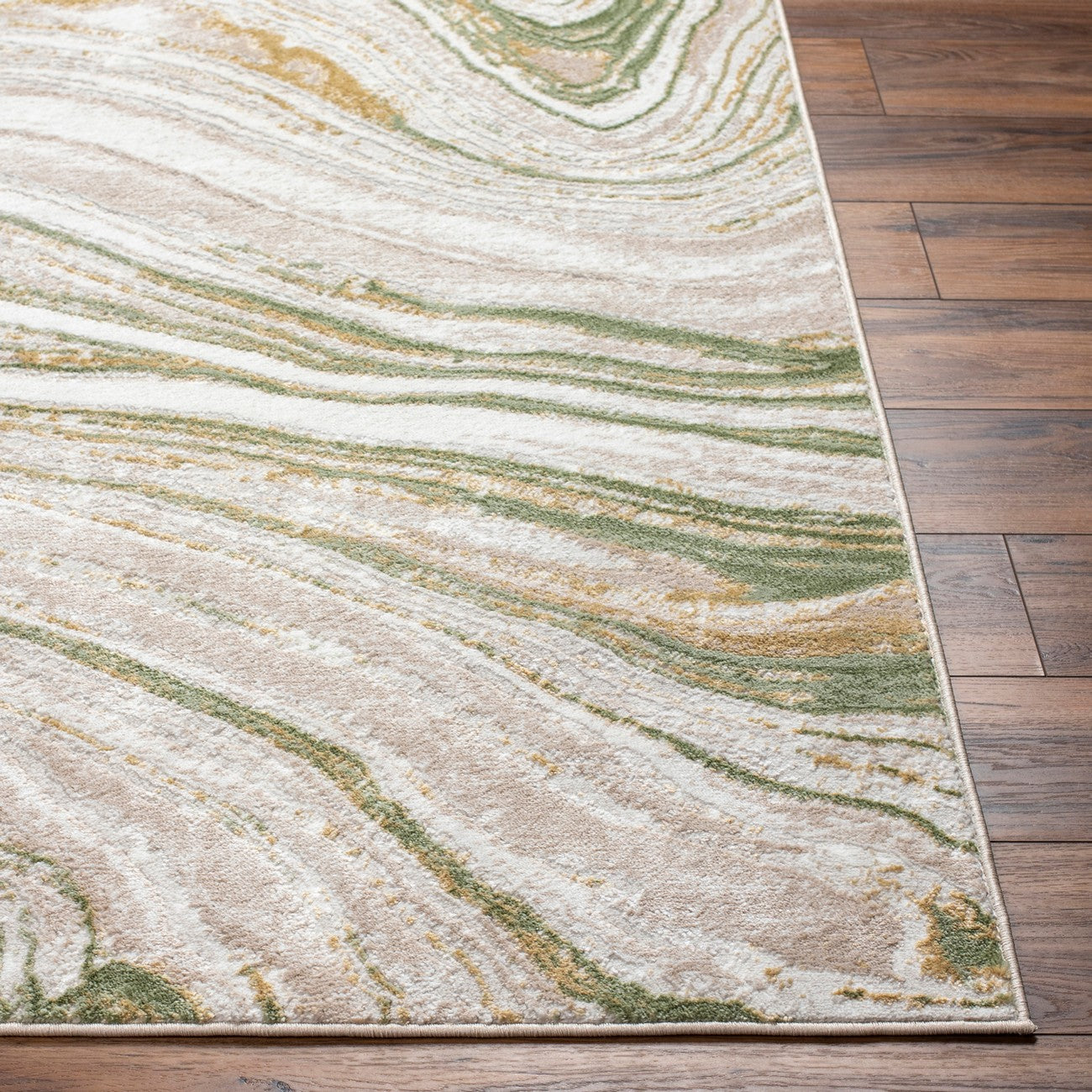 MAKAYLA Abstract Modern Marble Moss/Beige Area Rug