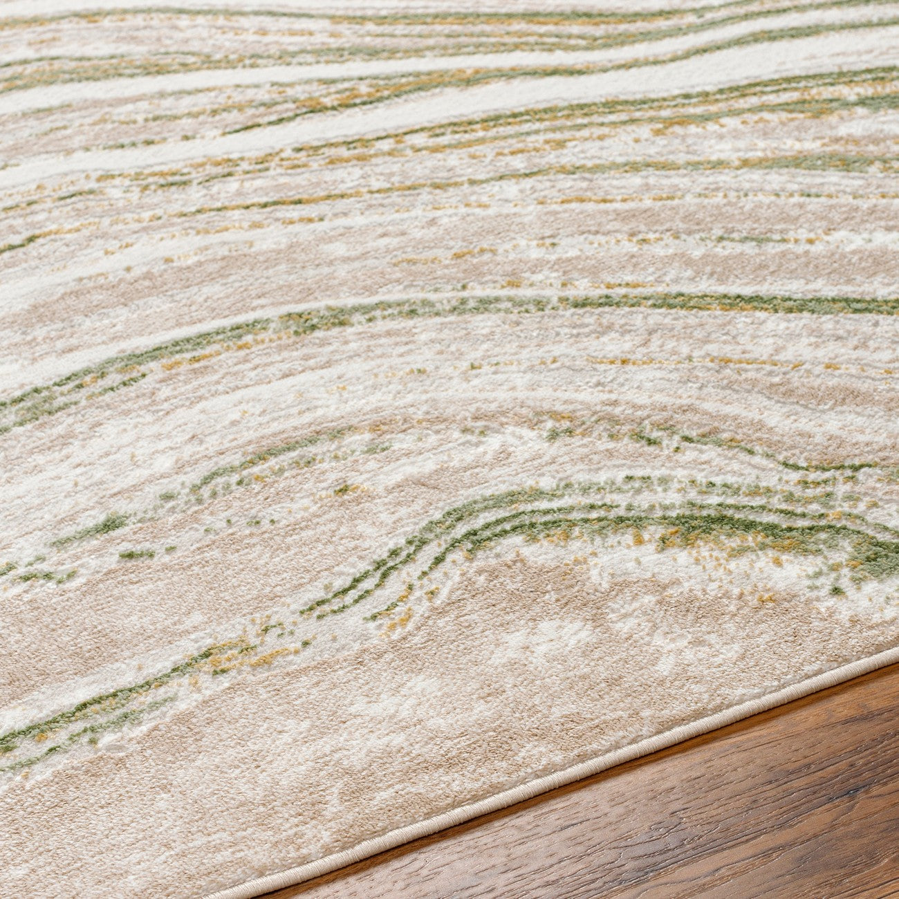 MAKAYLA Abstract Modern Marble Moss/Beige Area Rug