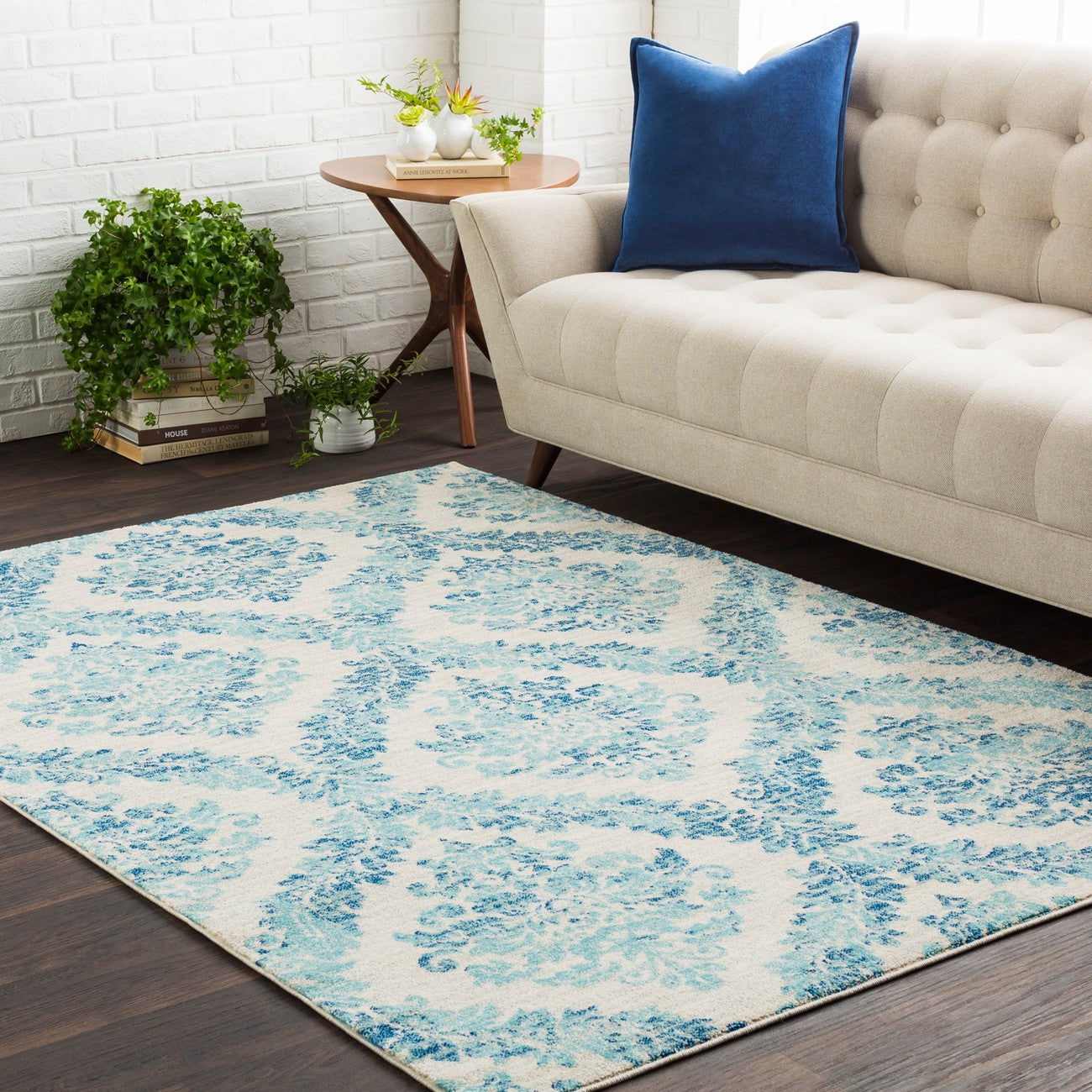 MALTI Vintage Traditional Oriental Boho Teal Area Rug Roomscene