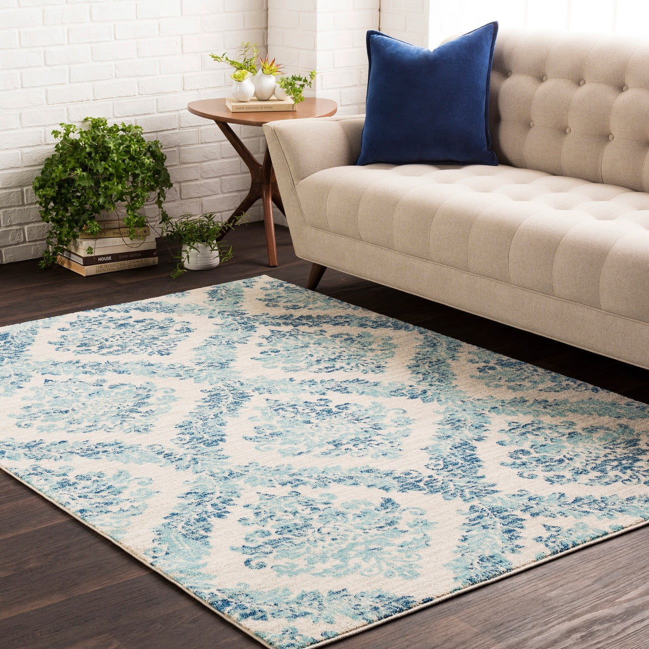MALTI Vintage Traditional Oriental Boho Teal Area Rug Roomscene