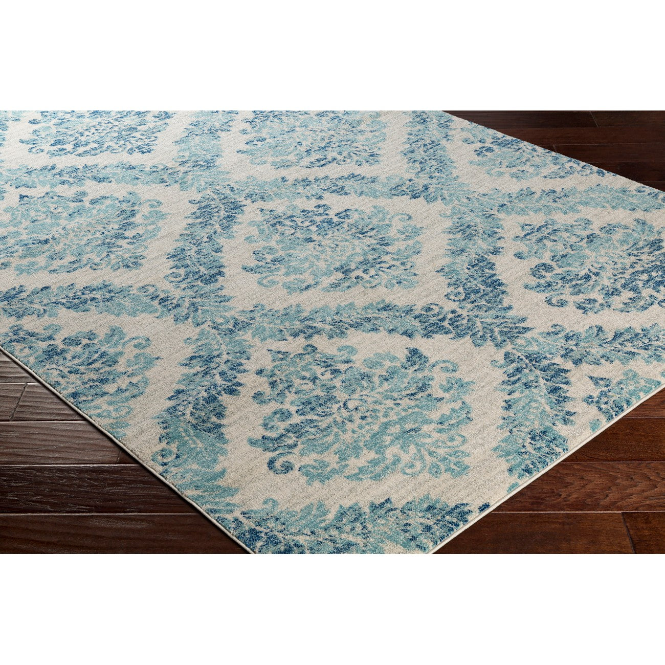 MALTI Vintage Traditional Oriental Boho Teal Area Rug Corner