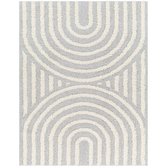 MARAVA Shaggy Modern Plush Pile Grey Area Rug Flat