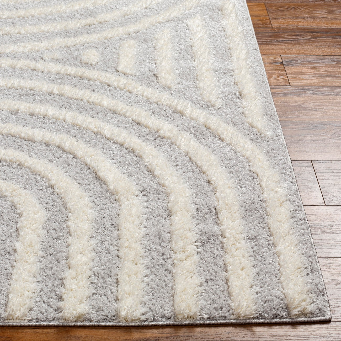 MARAVA Shaggy Modern Plush Pile Grey Area Rug Front