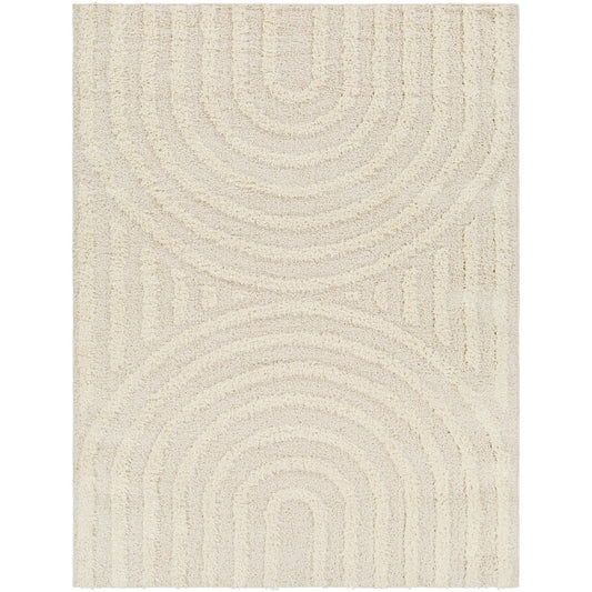 MARAVA Shaggy Modern Plush Pile Light Grey Area Rug Flat