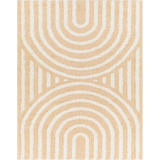 MARAVA Shaggy Modern Plush Pile Light Orange Area Rug Flat