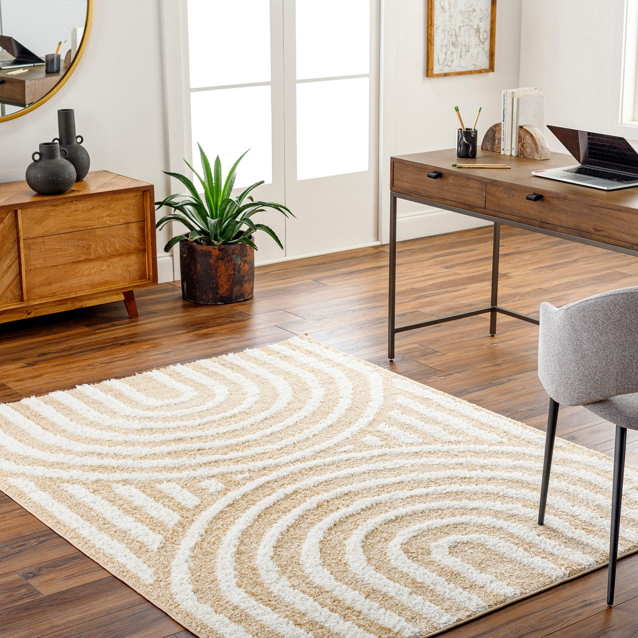 MARAVA Shaggy Modern Plush Pile Light Orange Area Rug