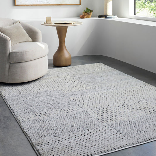 MARJOLAINE Galey Alix x Livabliss Modern Scandi High Pile Ivory/Black Area Rug Roomscene