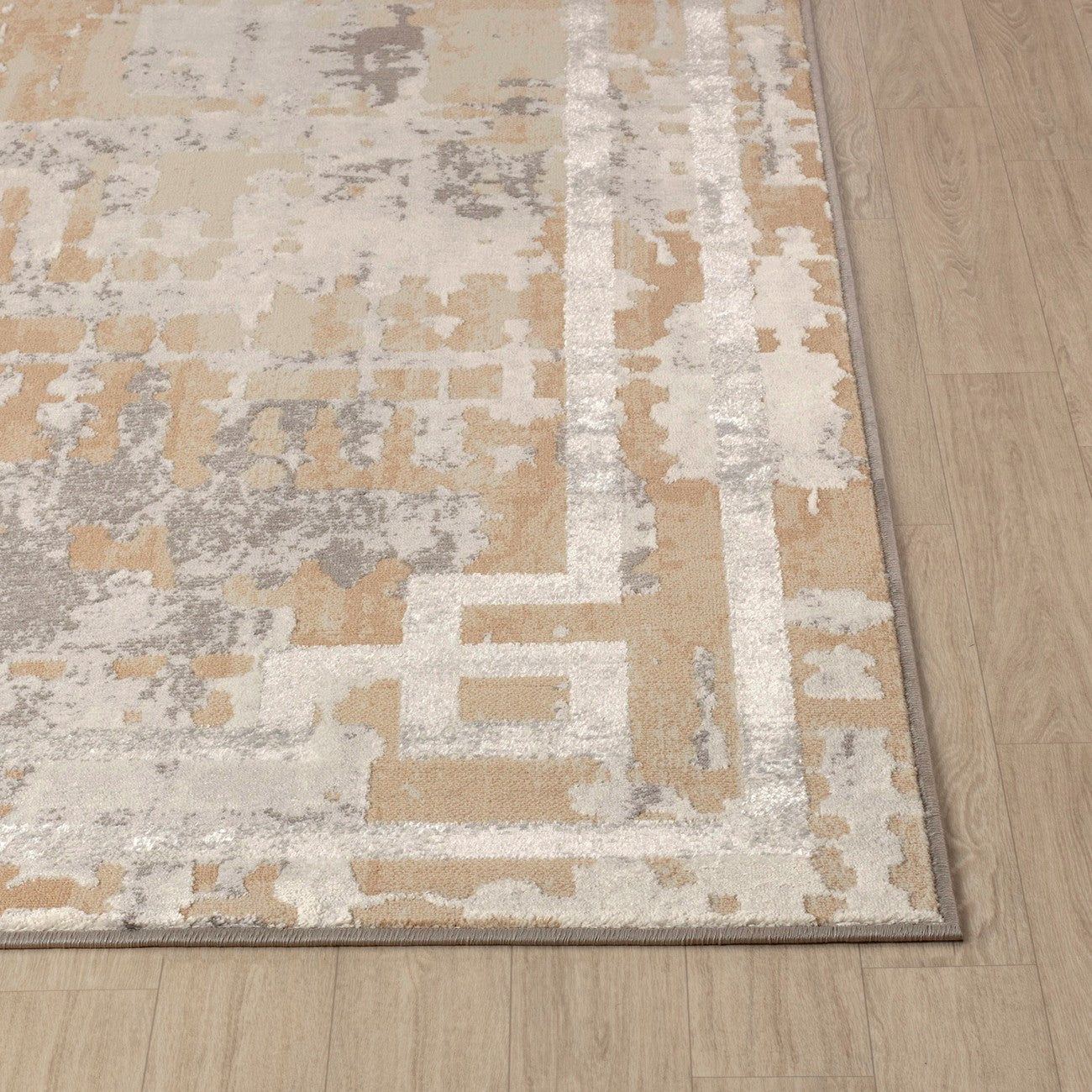 MARTINA Abstract Modern Marble Beige/White Area Rug Front