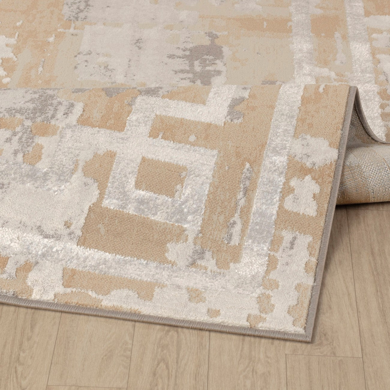 MARTINA Abstract Modern Marble Beige/White Area Rug Fold
